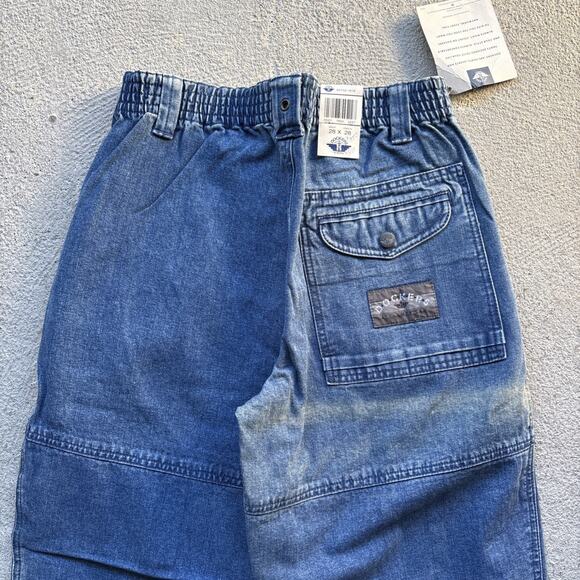 Deadstock 90s Dockers Jeans Mens 28x28 Pleated Denim Levis Cargo Tapered Vintage - Picture 9 of 12